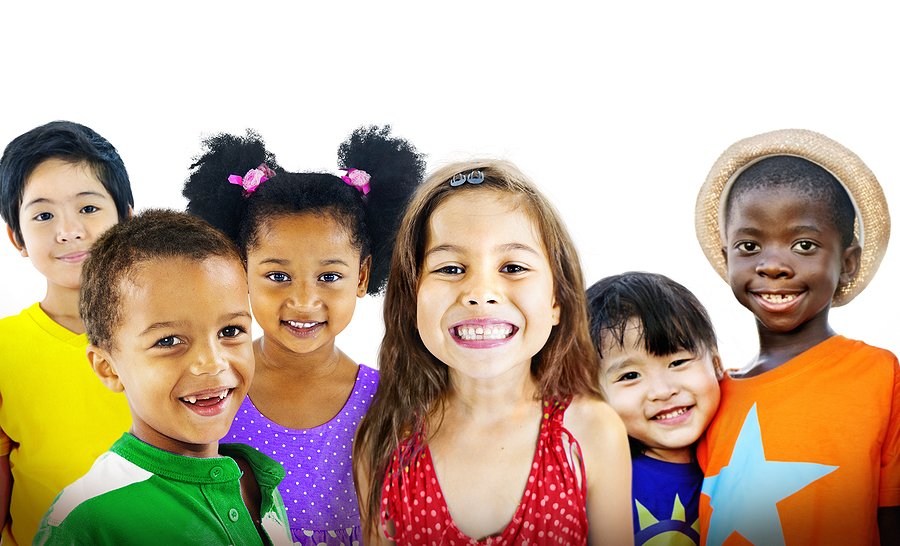Children smile with missing teeth.