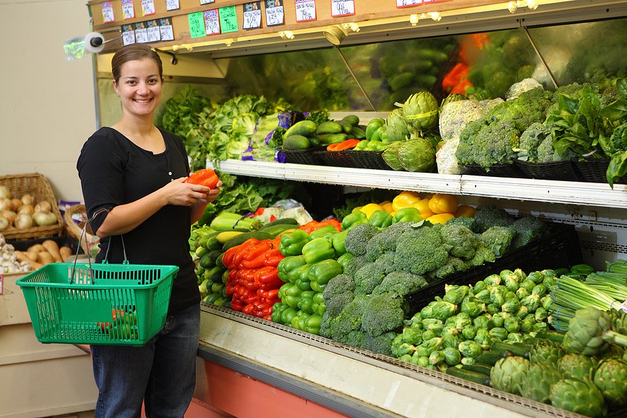 Woman shopping in grocery store
